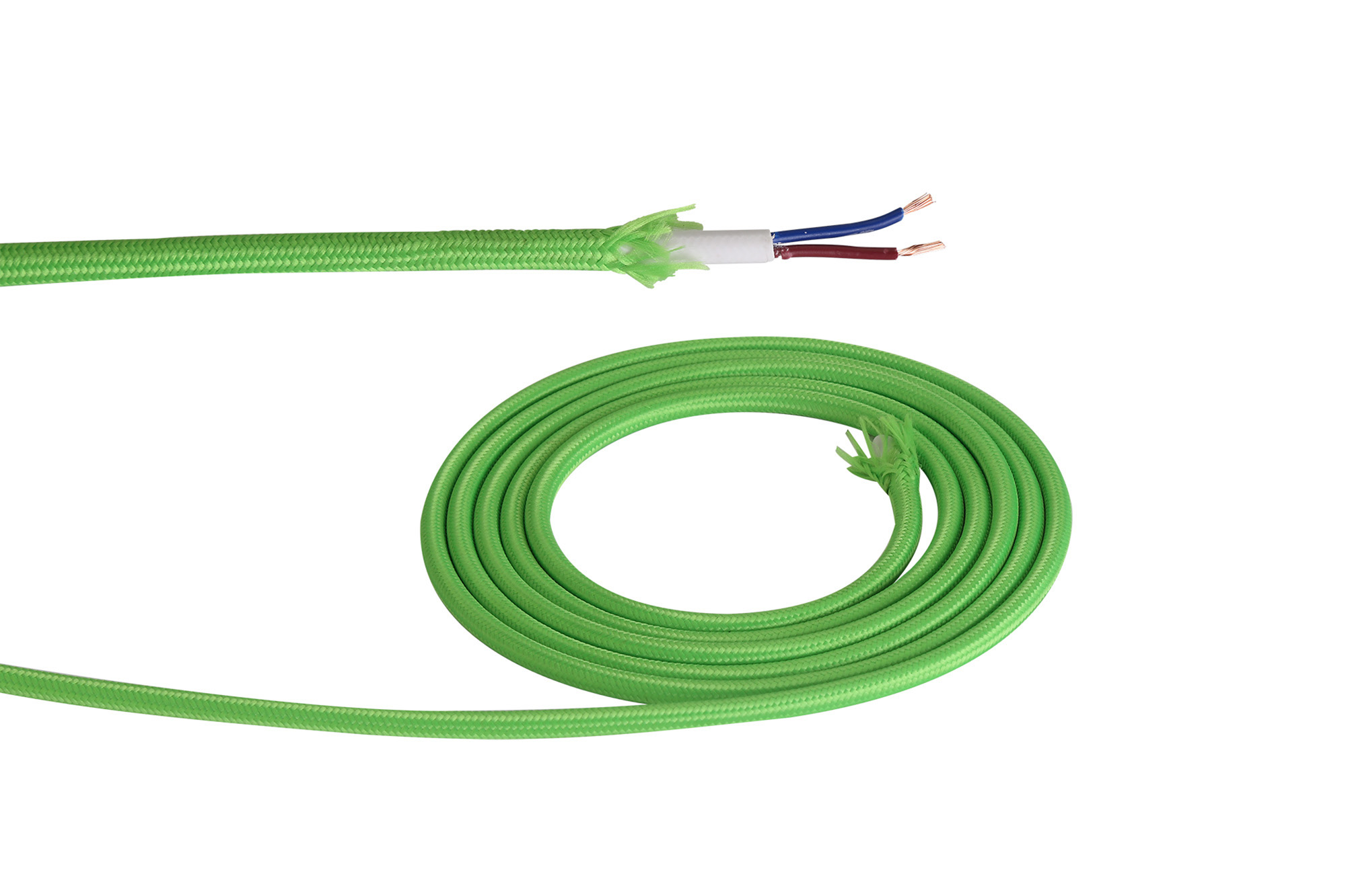 D0197  Cavo 1m Lime Green Braided 2 Core 0.75mm Cable